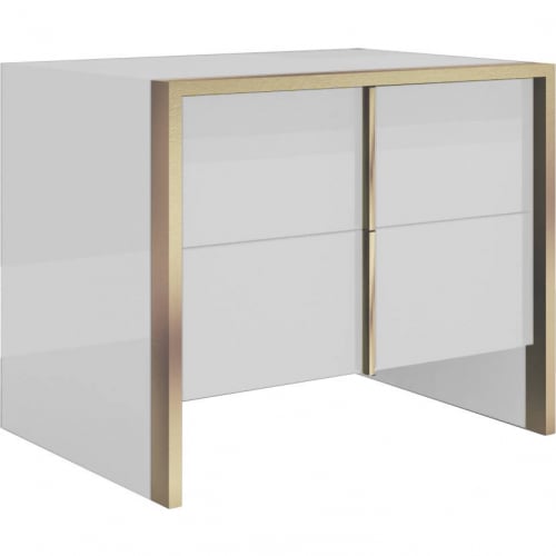 Fiocco Nightstand in Gloss White Lacquer & Gold